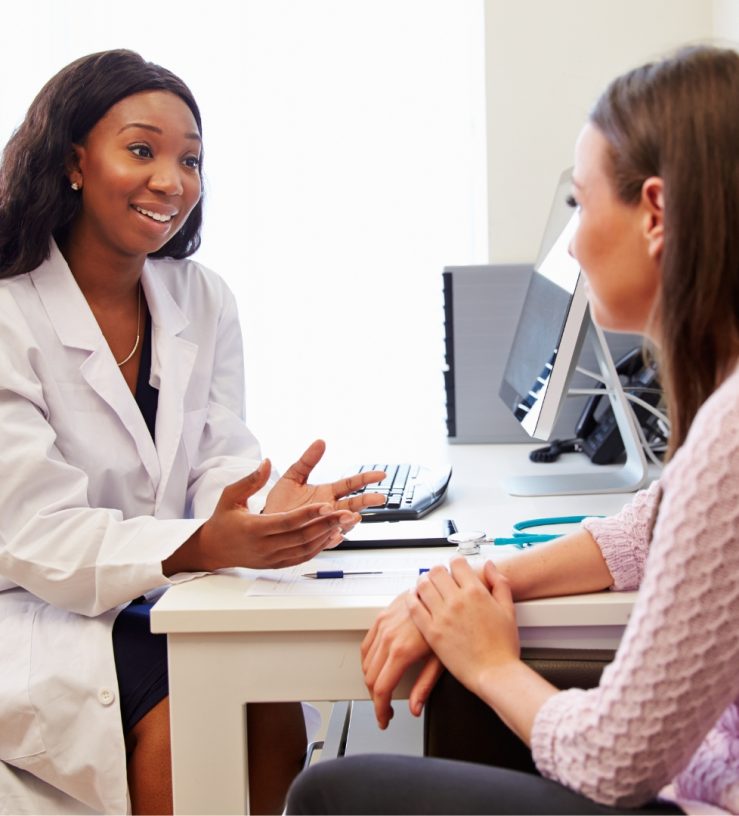 A photo of a patient speaking to a dietitian