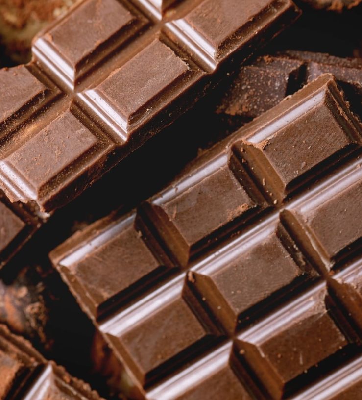 Bars of dark chocolate